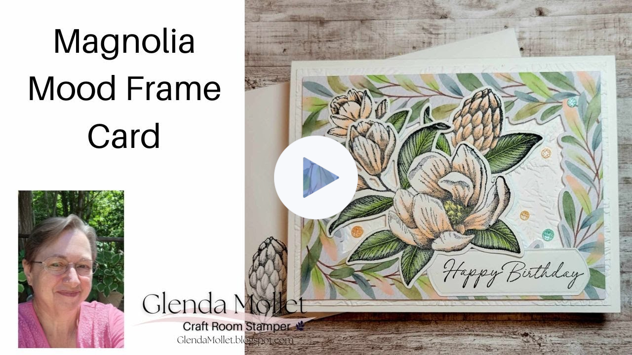 How to use the Frames & Flowers designer paper to create a card with the Magnolia Mood bundle.