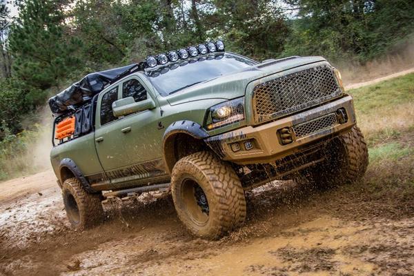 Off-road truck with aftermarket upgrades