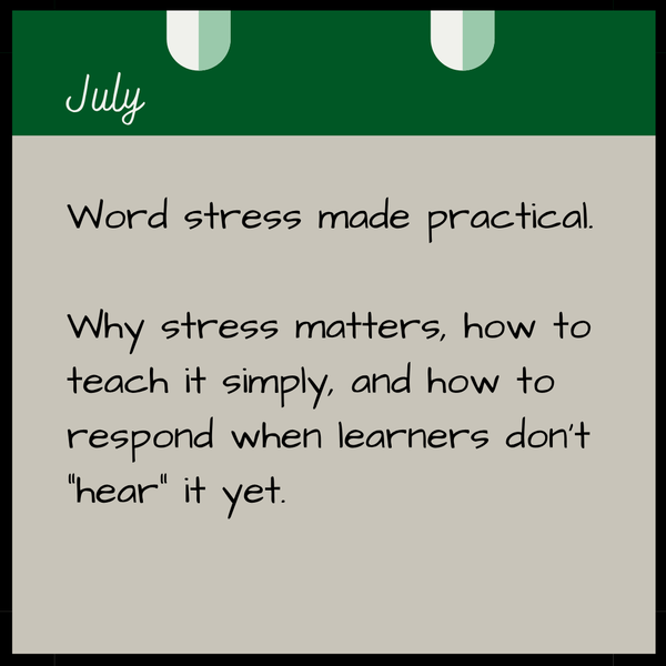 May  Working with sounds and common challenges.  How much do learners really need? Sharing simple, effective approaches to sounds, without overwhelm.