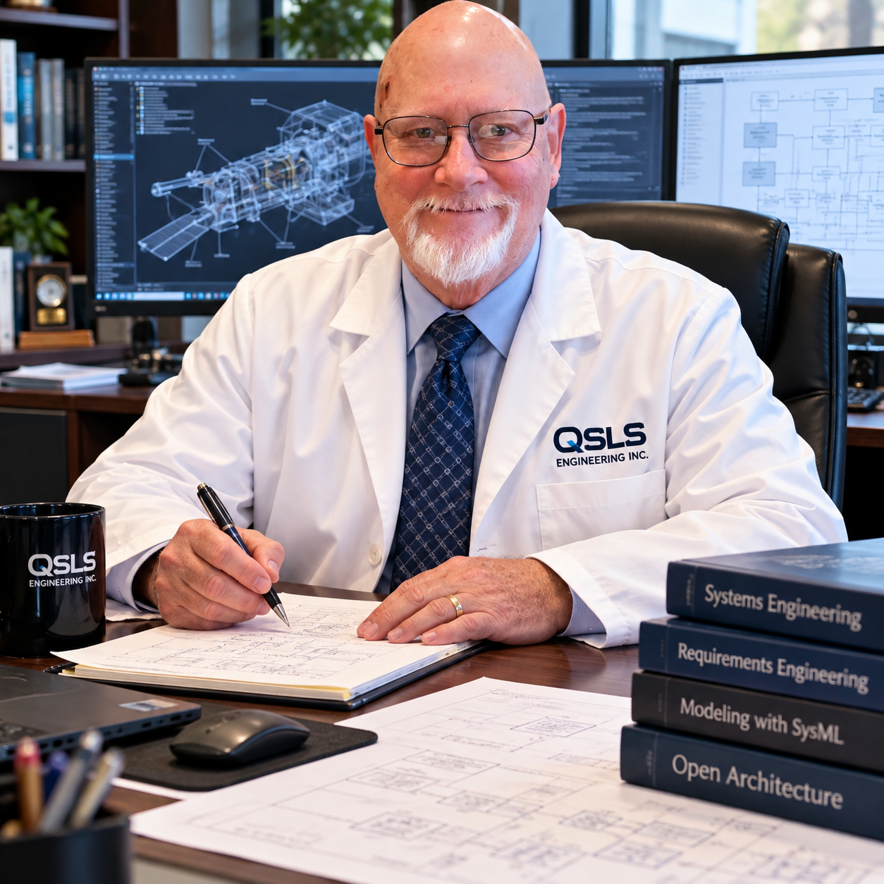 Ronald Townsen, Founder and CTO of QSLS Engineering, at his desk