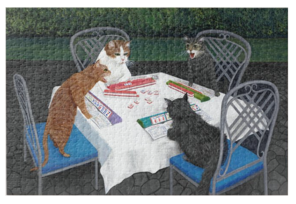Cats Playing Mahjong jigsaw puzzle.