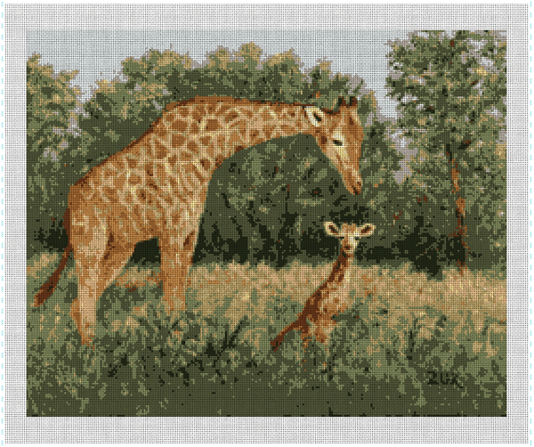 Needlepoint Kit: Giraffe Mom and Calf