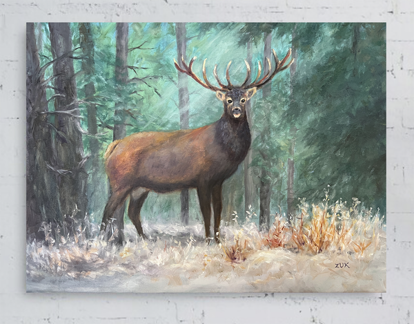 Deer in the Woods Oil Painting