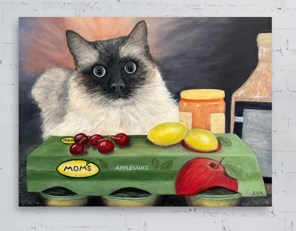 Ragdoll Cat and Groceries Oil Painting