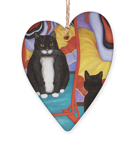 Tuxedo Cat and Fun House Mirror Ornament.