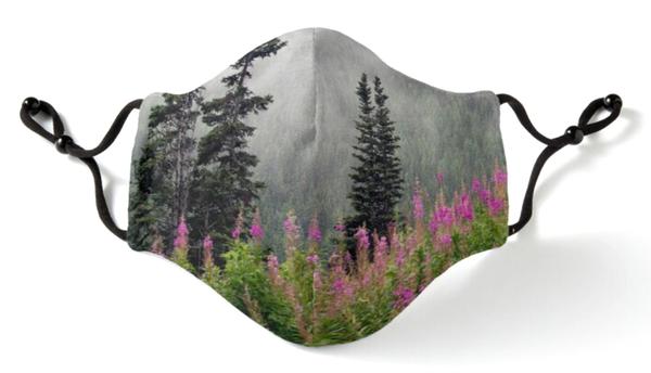 Alaska Pines and Wildflowers Face Mask