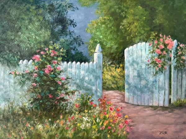 At the Garden Gate Oil Painting