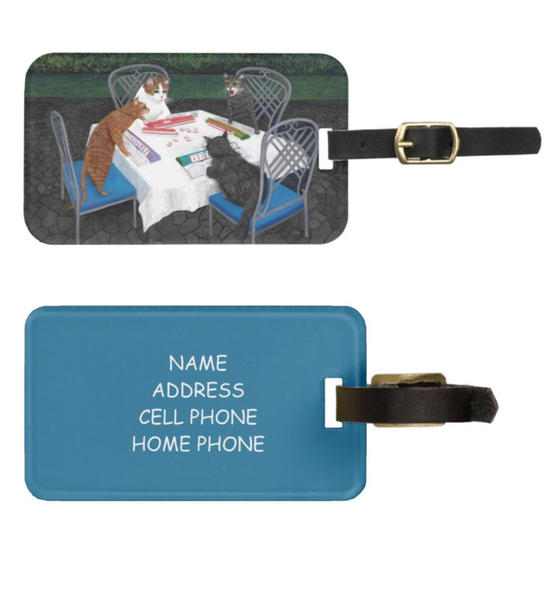 Cats Playing Mahjong Luggage Tag
