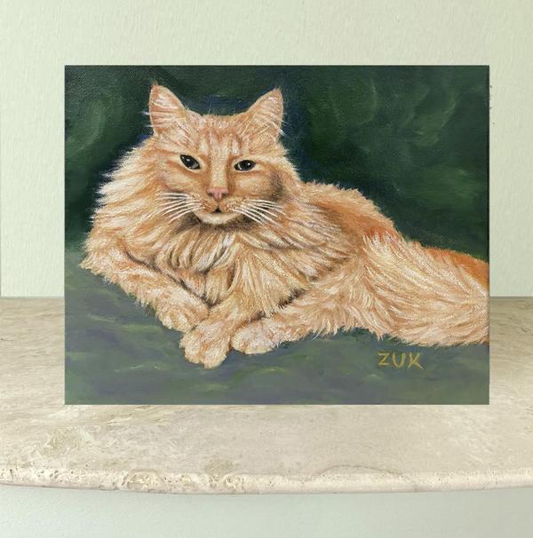 Orange Tabby Cat Oil Painting
