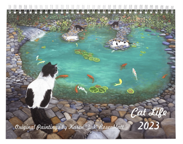 Cat Life 2023 Calendar. Cats and Koi cover