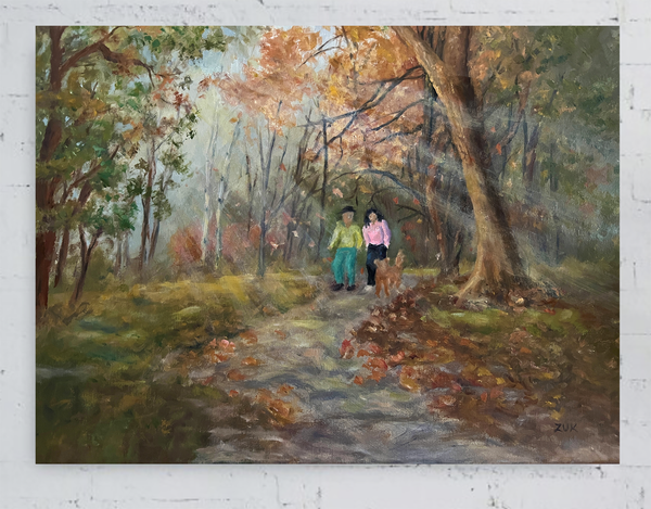 Autumn Walk in the Forest Oil Painting
