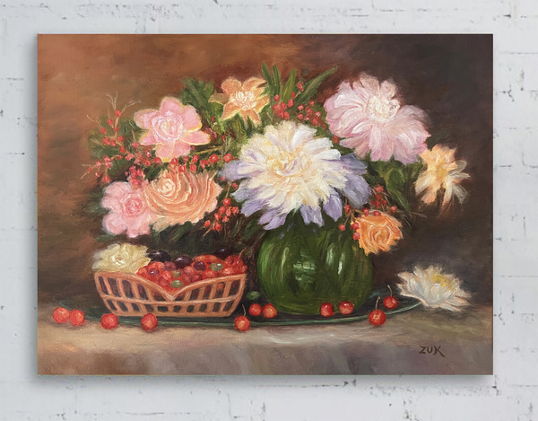 Still Life With Flowers and Cherries