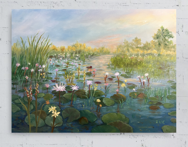 Waterlilies at Sundown Oil Painting