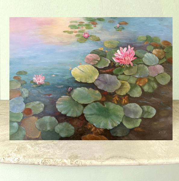 Lily Pads and Flowers Oil Painting