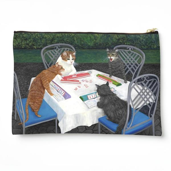 Cats Playing Mahjong Pouch