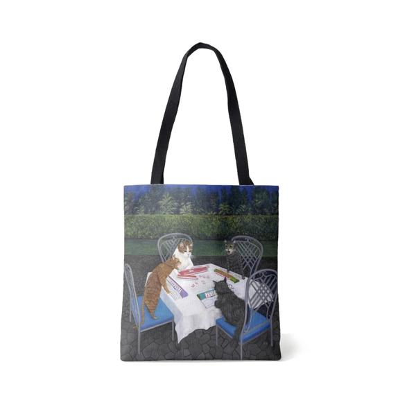 Cats Playing Mahjong Tote Bag
