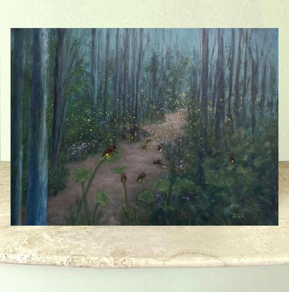 fireflies in the Forest Oil Painting