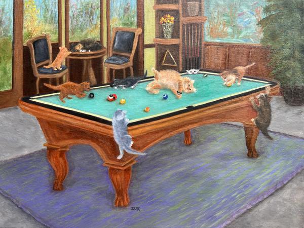 Cats Playing Pool fine art print