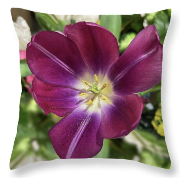 Purple Tulip Throw Pillow