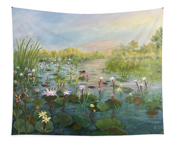 Waterlilies at Sundown Tapestry