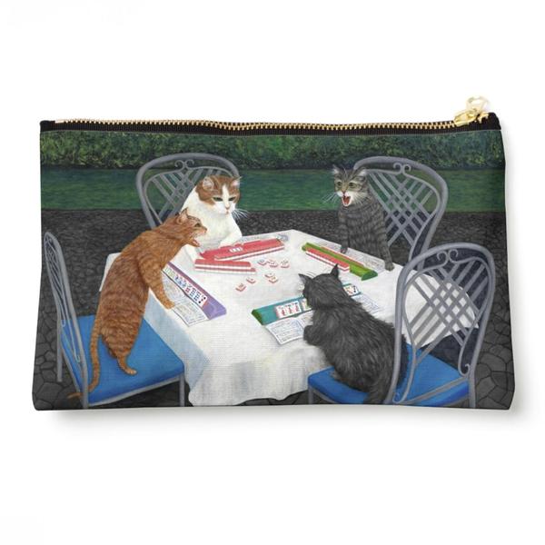 Cats Playing Mahjong Zip Bag