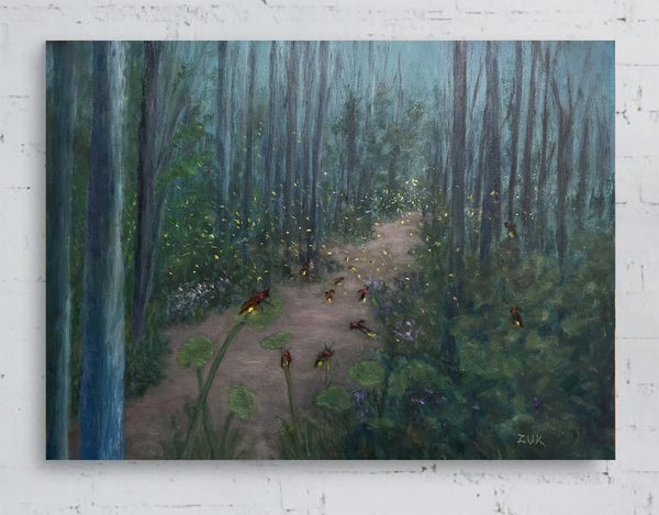 Fireflies in the Forest Oil Painting