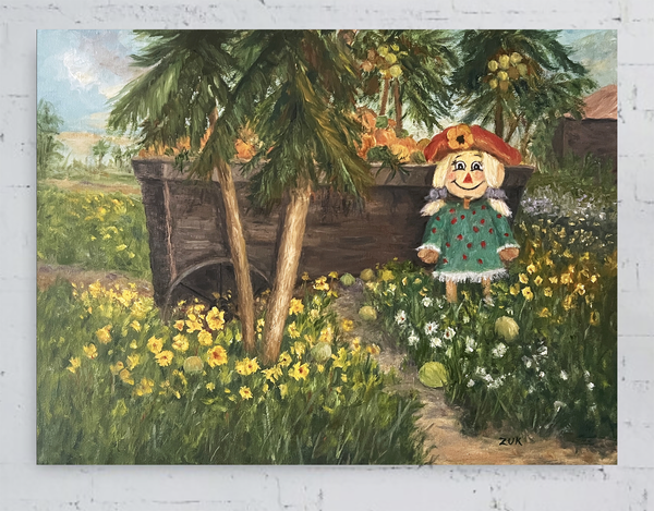 Pumpkins and Palms Oil Painting