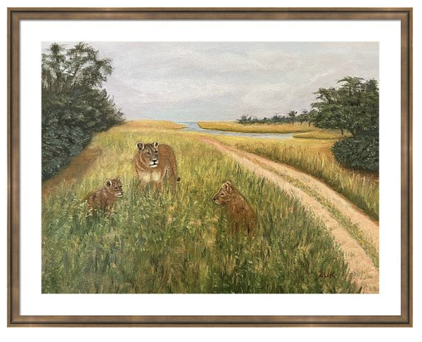 Lioness and Cub Framed Print