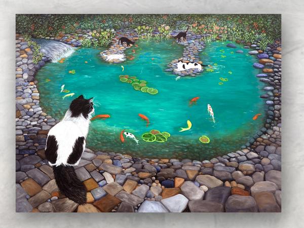 Cats and Koi Canvas Print