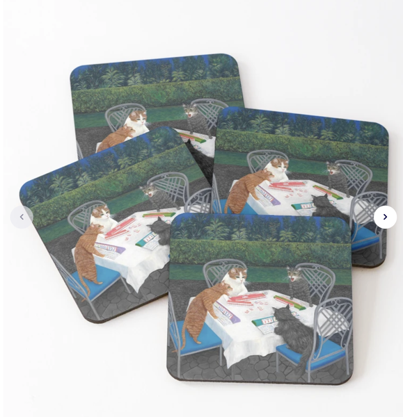 Cats Playing Mahjong Coasters