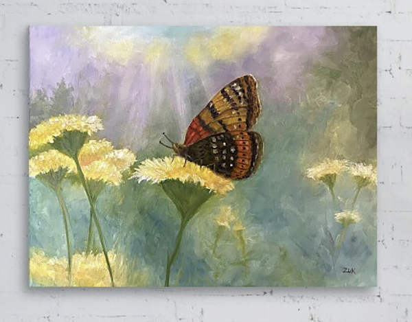 Butterfly Landing Oil Painting