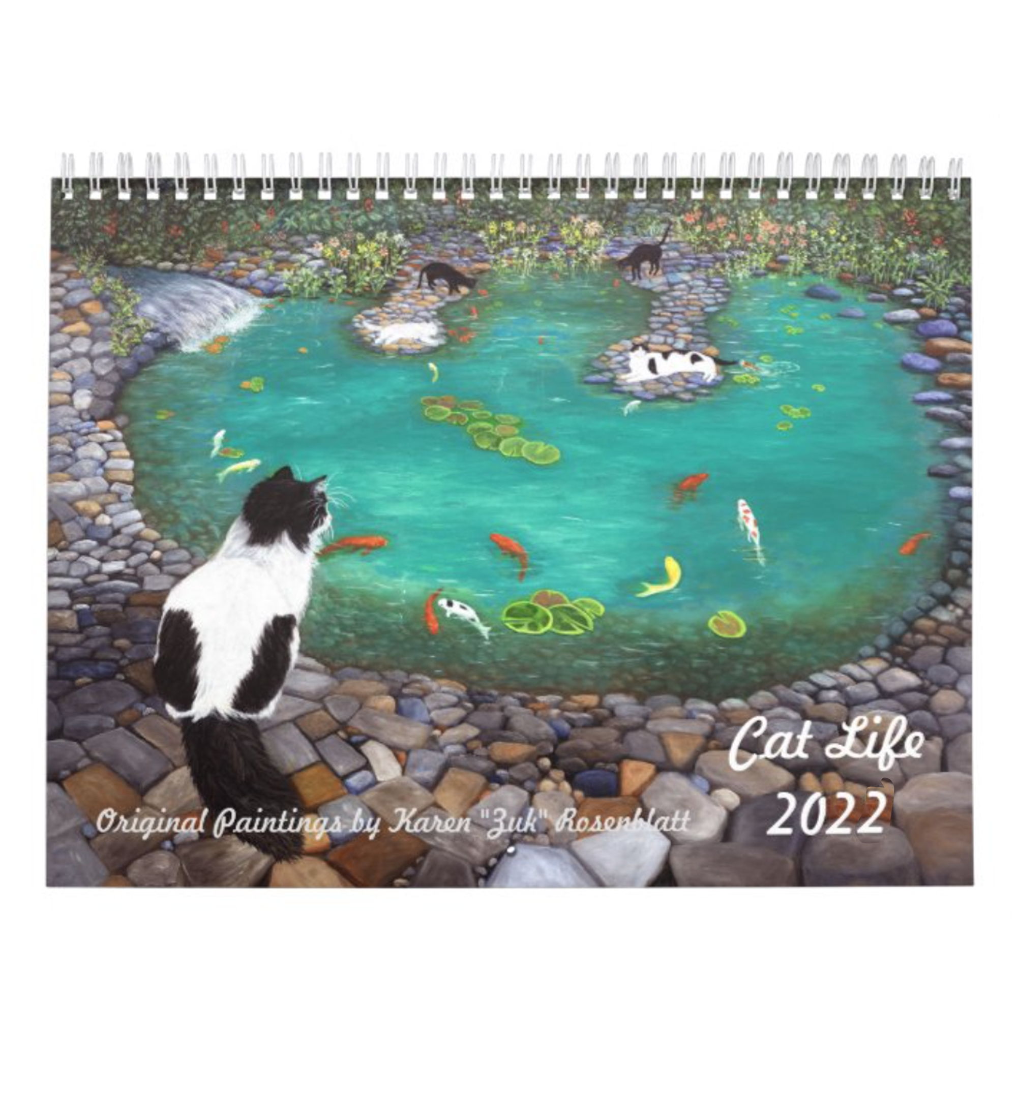 Cat Life 2022 Wall Calendar. "Cats And Koi" cover image.