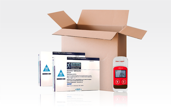 Enbrel product and shipping box