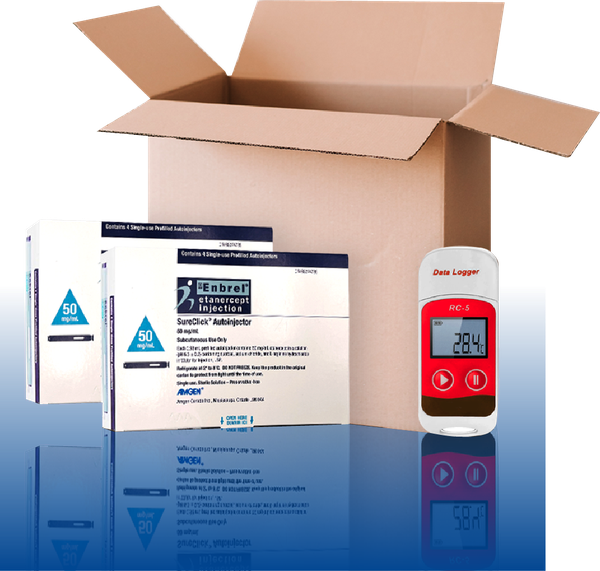 Enbrel product and shipping box