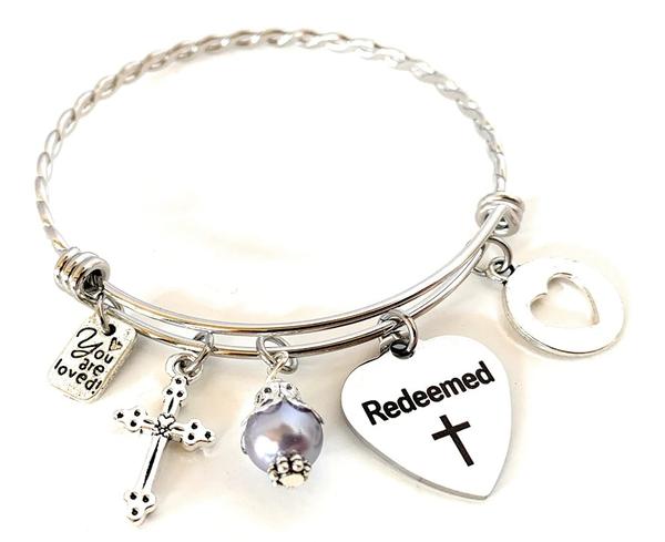 Redeemed Bracelet, Cross Charm, You are Loved, Heart