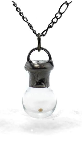 Handmade Faith of a Mustard Seed, Hand Blown Glass Bottle Pendant