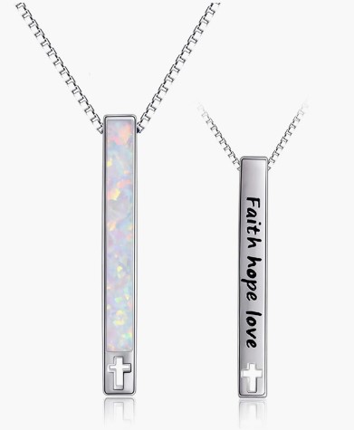 Bar Necklaces Sterling Silver Opal Necklace