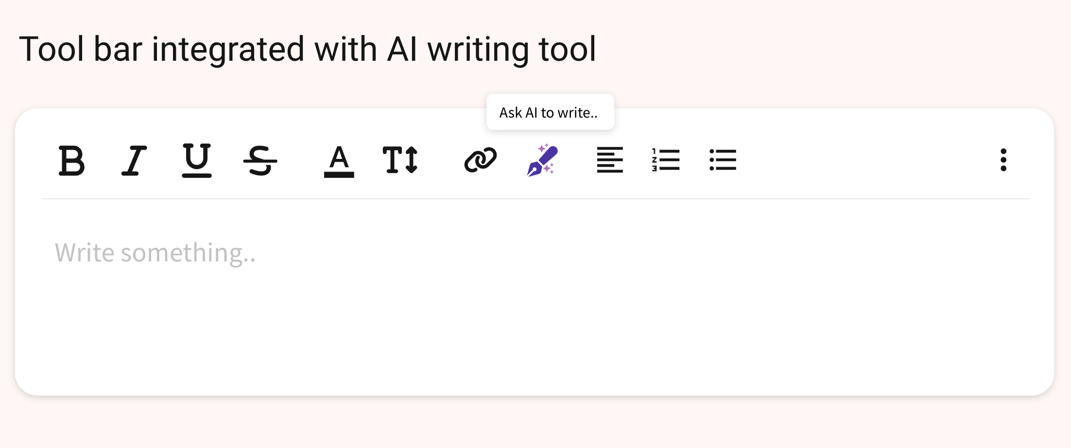 Tool bar with AI writing assistant