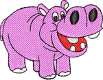Pink Hippo Embroidery Design