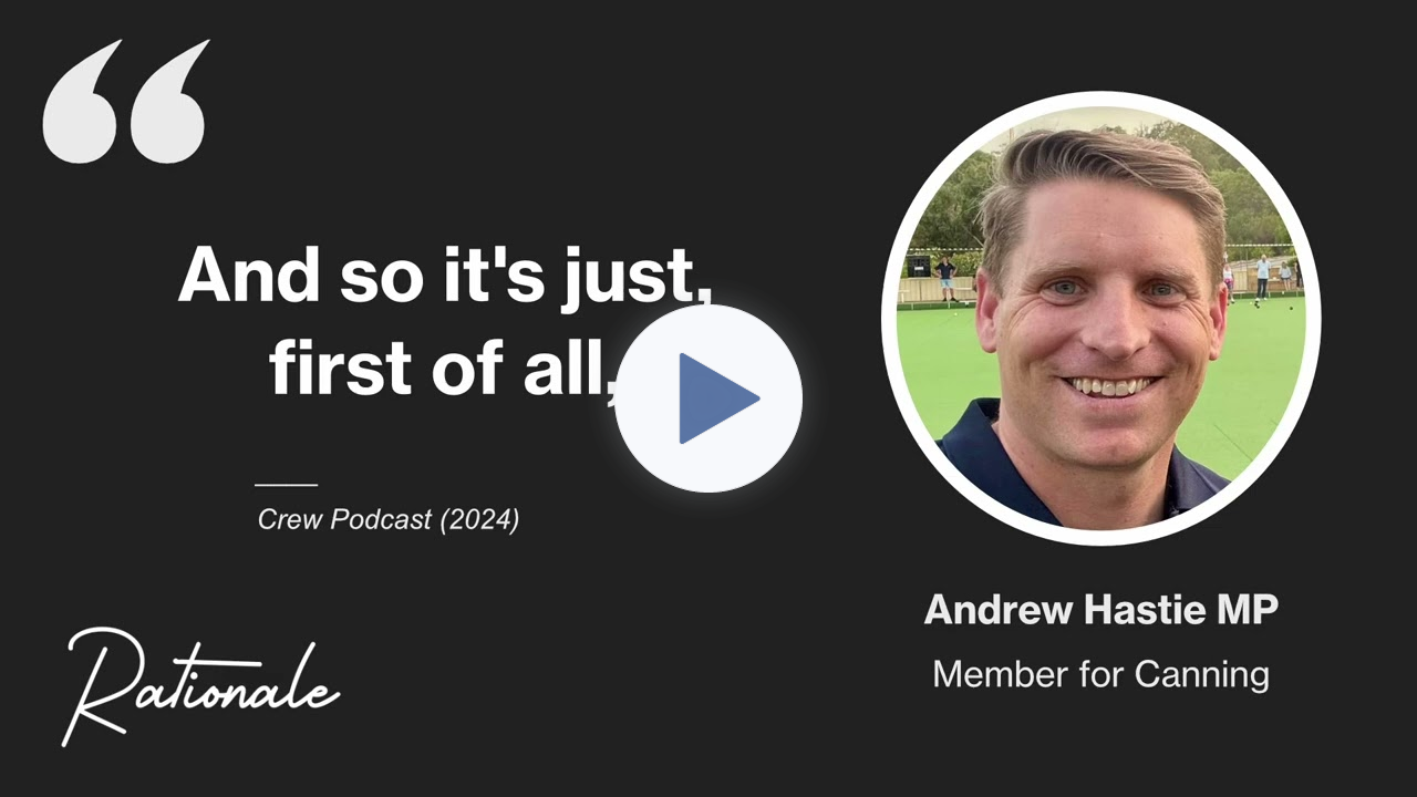 The world "does have intelligent design", says Andrew Hastie