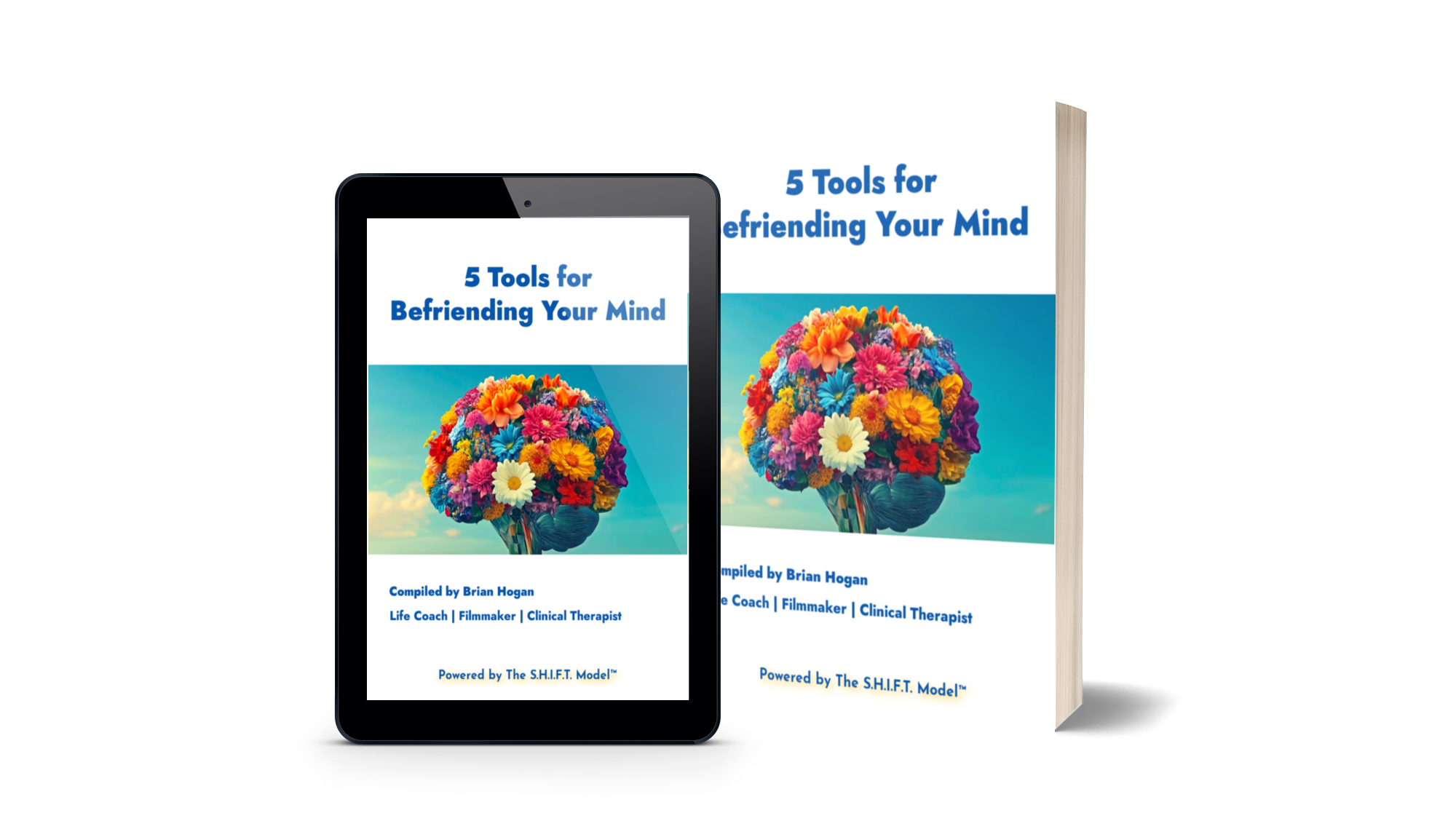 5 Tools for Befriending Your Mind — shown on tablet and as a printed guide