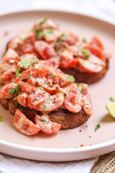 Tahini Tomatoes on Toast