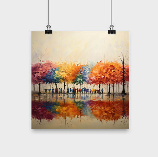 Spectacular Multi Color Fall Trees - 10x10, 12x12, 14x14 or 16x16 Poster