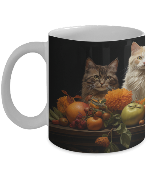 Beautiful Stately Cats with Colorful Autumn Harvest
