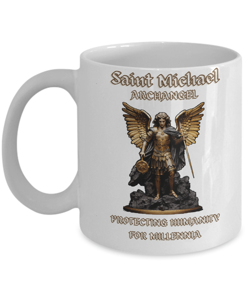 Saint Michael Archangel Protecting Humanity for Millennia White Mug