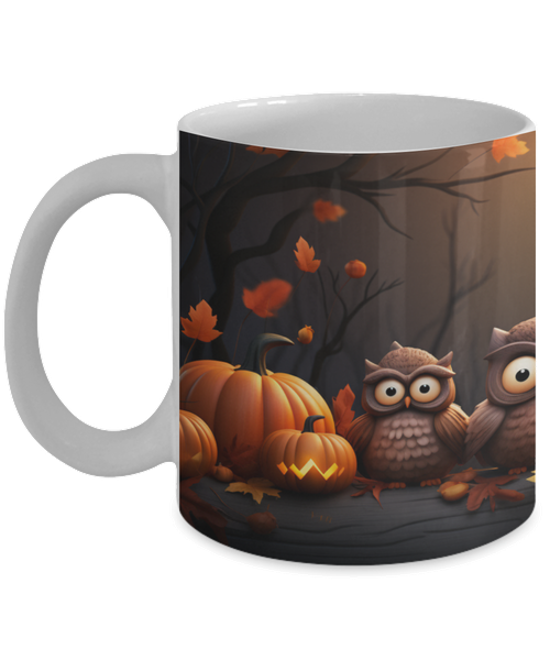 Loving Owls with Pumpkins and Animated look