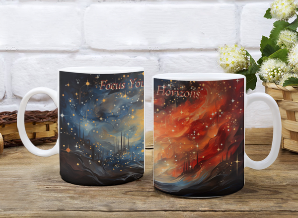 Focus your dreams on new horizons - Pastel Celestial Symphony of Color M.H. - White Wrap Around Mug