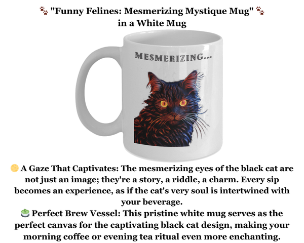 Mesmerizing... Black Cat Yellow Red Eyes White Mug