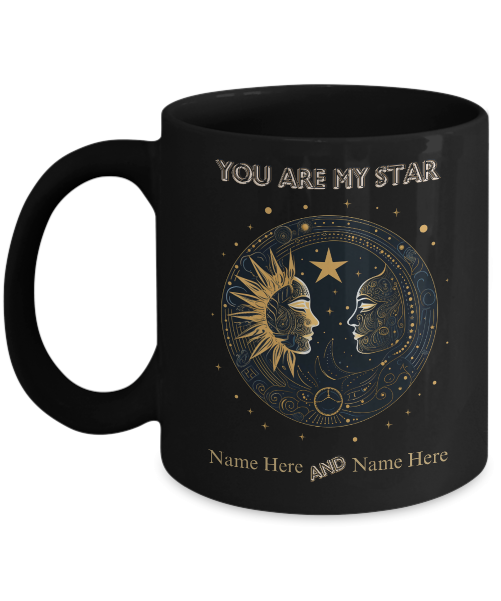 You Are My Star - Couple's Names - Black Mug