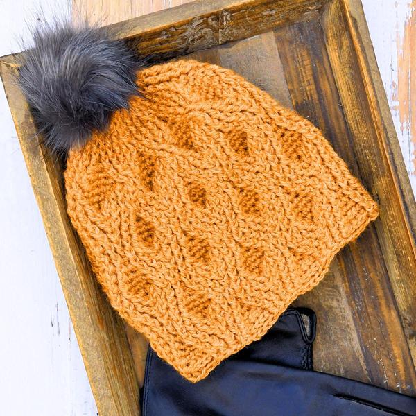 Raised Diamonds Beanie Free Crochet Pattern